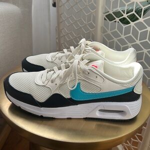WOMEN’S NIKE AIR MAX SC, SAIL/TURQUOISE BLUE-BLACK, SIZE 9.5